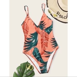 Jungle Leaf Print Cami Bodysuit